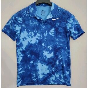 Nike Dri Fit Boys Blue Tie Dye style Polo Shirt Size M 10/12 Short Sleeve Golf
